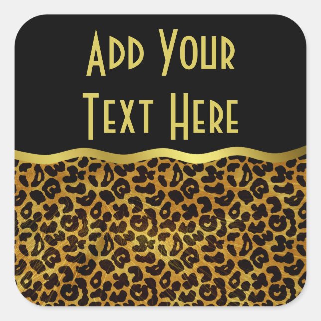 Leopard Fur Print Animal Pattern Square Sticker (Front)