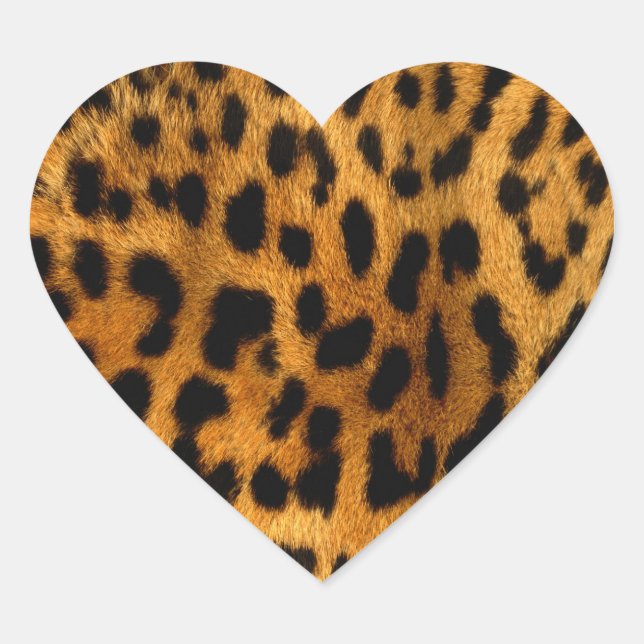 Leopard Fur Print Heart Sticker (Front)