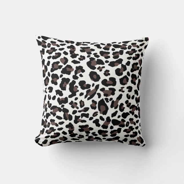 Leopard fur print, wildlife big cats, animal spots cushion (Front)