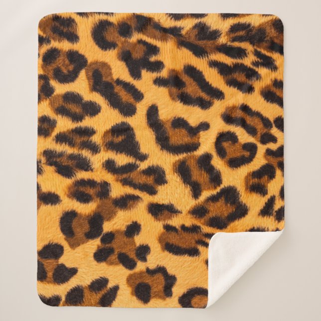 Leopard fur seamless pattern sherpa blanket (Front)
