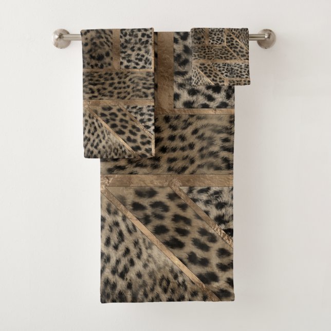 Leopard Fur Texture Geometric Pattern Bath Towel Set (Insitu)