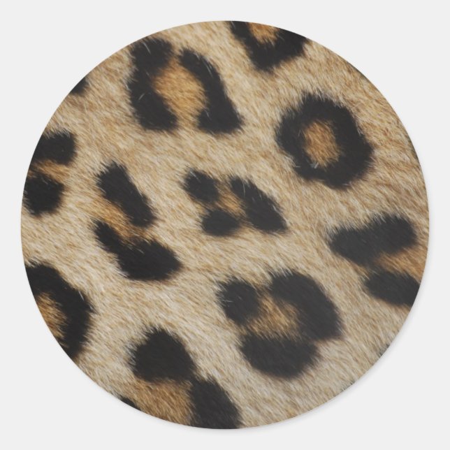 Leopard Fur Texture Pattern Classic Round Sticker (Front)