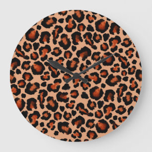 Leopard fur, watercolor, seamless background. large clock