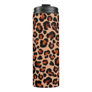 Leopard fur, watercolor, seamless background. thermal tumbler