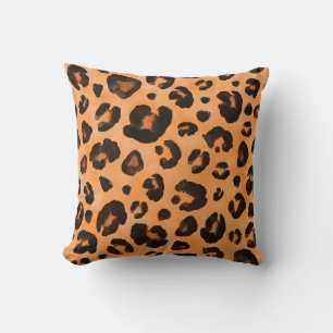 Leopard fur, watercolor, seamless texture. cushion