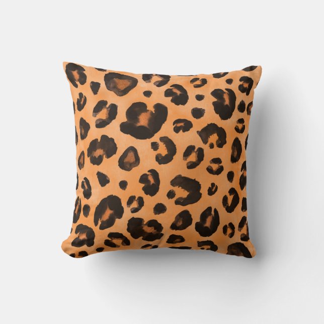 Leopard fur, watercolor, seamless texture. cushion (Front)