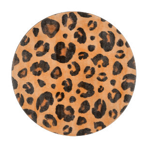 Leopard fur, watercolor, seamless texture. cutting board