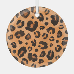 Leopard fur, watercolor, seamless texture. glass tree decoration