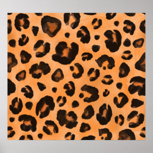 Leopard fur, watercolor, seamless texture. poster