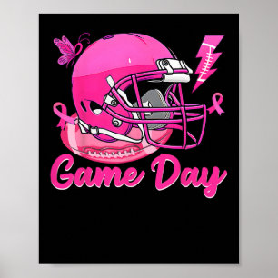 Leopard Game Day Pink American Footbyll Tackle Bre Poster