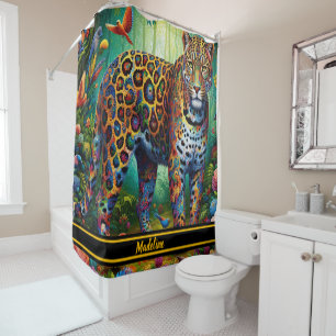Leopard Gaze: Tropical Majesty in Motion Shower Curtain
