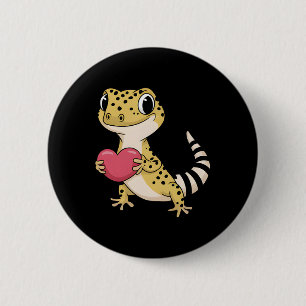 Leopard Gecko Animal Valentine Lovers Reptile 6 Cm Round Badge