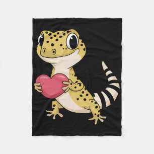 Leopard Gecko Animal Valentine Lovers Reptile Fleece Blanket