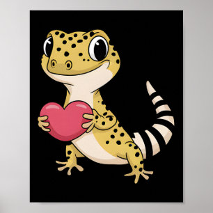 Leopard Gecko Animal Valentine Lovers Reptile Poster