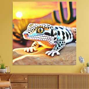 Leopard Gecko Desert Design Canvas Print