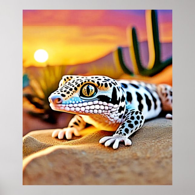 Leopard Gecko Desert Design Poster (Front)