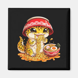 Leopard Gecko Eating Ramen Noodles Japanese Kawaii Magnet