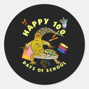 Leopard Gecko Happy 100 Days Of School Funny Classic Round Sticker
