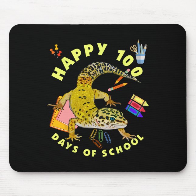 Leopard Gecko Happy 100 Days Of School Funny  Mouse Mat (Front)