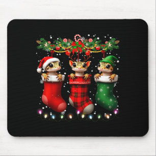 Leopard Gecko In Christmas Socks Lights Leopard Ge Mouse Mat