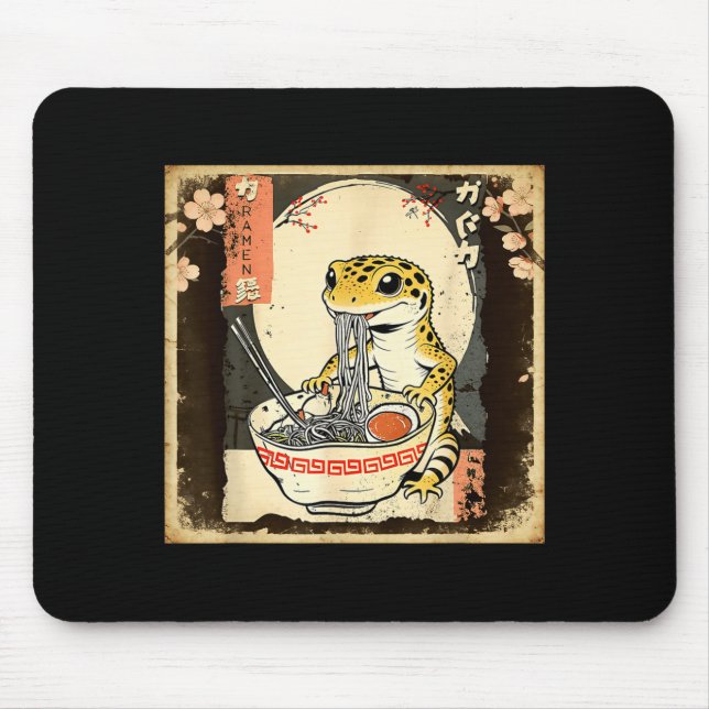 Leopard Gecko Lizard Ramen Crested Gecko Japanese  Mouse Mat (Front)