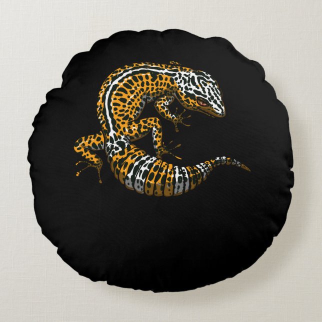 Leopard Gecko Lizard Reptile Round Cushion (Front)