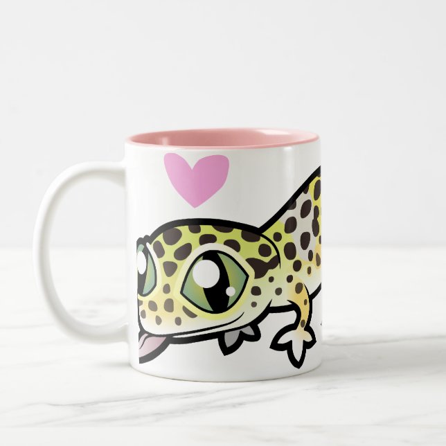 Leopard Gecko Love Two-Tone Coffee Mug (Left)