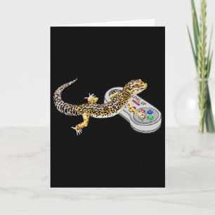 Leopard Gecko Playing Video Game Lizard And Reptil Card