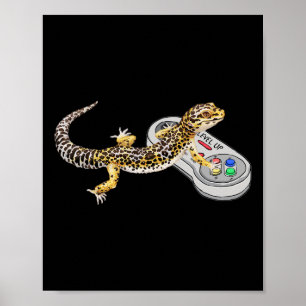 Leopard Gecko Playing Video Game Lizard And Reptil Poster