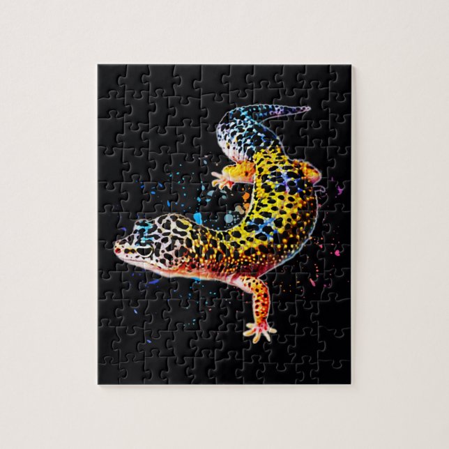 Leopard Gecko Watercolor Reptile Jigsaw Puzzle (Vertical)