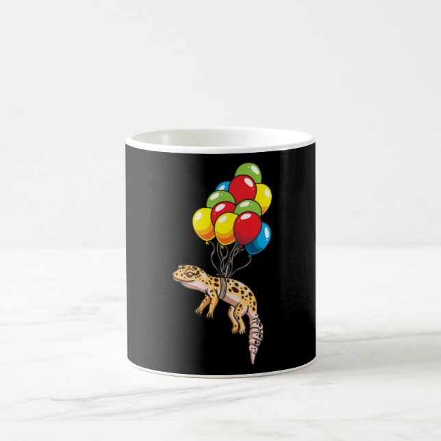 Leopard Gecko With Balloons Gift Coffee Mug (Center)