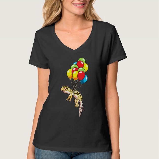 Leopard Gecko With Balloons T-Shirt (Front)