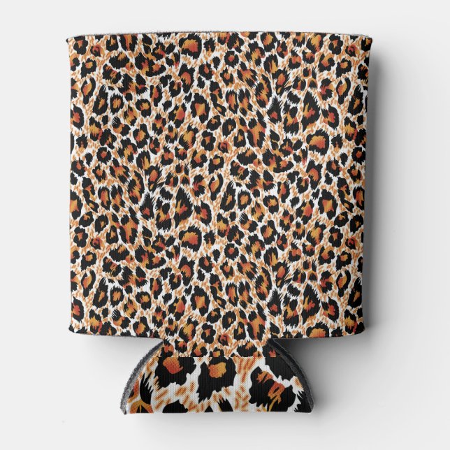 Leopard Geometrical: Patterned Illustration Can Cooler (Front)