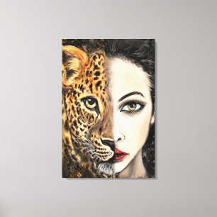 Leopard Girl - Emotion Canvas Print - Painting Art
