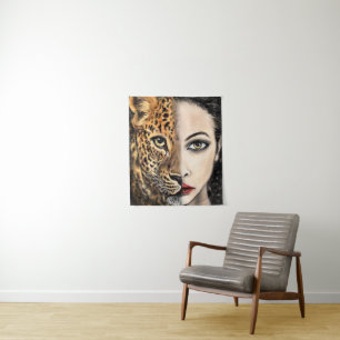 Leopard Girl - Emotion Tapestry - Painting Art