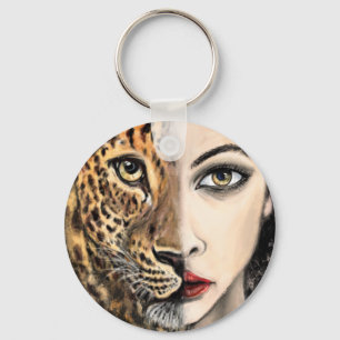 Leopard Girl Face Fantasy Keychain
