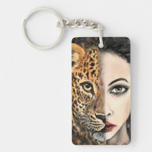 Leopard Girl Keychain