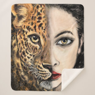 Leopard Girl Sherpa Blanket