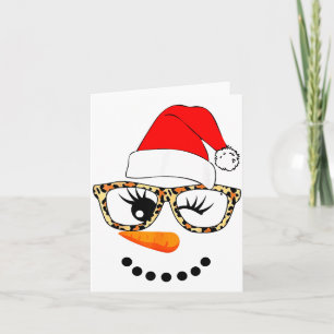 Leopard Gles Santa Claus Snowman Face Christmas Co Card