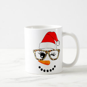 Leopard Gles Santa Claus Snowman Face Christmas Co Coffee Mug