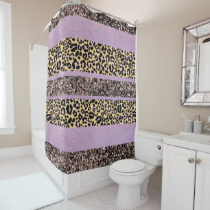 Leopard Glitter Stripes Glam 1 Shower Curtain