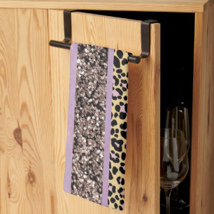 Leopard Glitter Stripes Glam 1 Tea Towel
