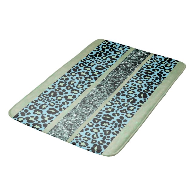 Leopard Glitter Stripes Glam 2 Bath Mat (Angled)