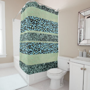 Leopard Glitter Stripes Glam 2 Shower Curtain