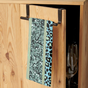 Leopard Glitter Stripes Glam 2 Tea Towel