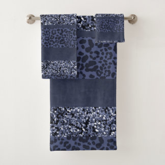 Leopard Glitter Stripes Glam 5 Bath Towel Set