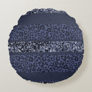 Leopard Glitter Stripes Glam 5 Round Cushion