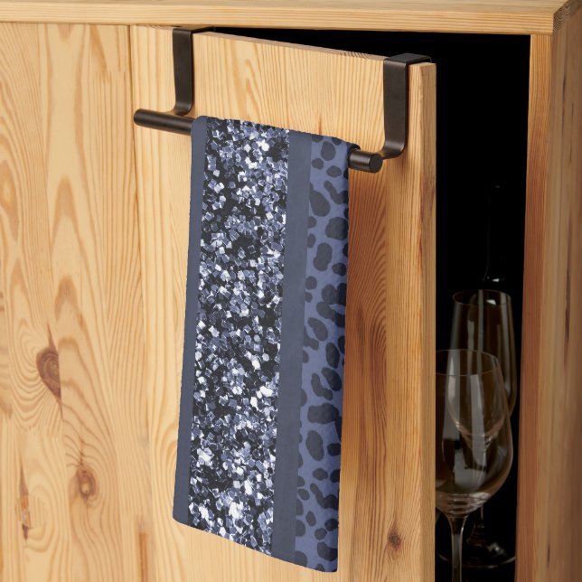 Leopard Glitter Stripes Glam 5 Tea Towel (Thirds Fold)