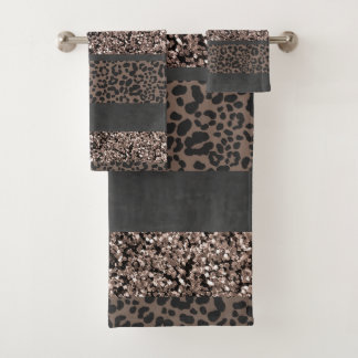 Leopard Glitter Stripes Glam 6 Bath Towel Set