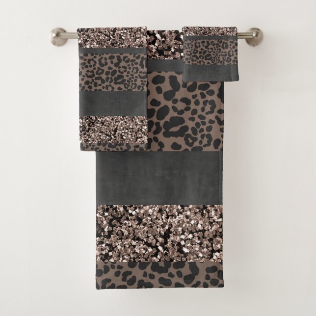 Leopard Glitter Stripes Glam 6 Bath Towel Set (Insitu)